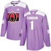 Pánské NHL Ottawa Senators dresy 1 Mike Condon Authentic Nachový Adidas Fights Cancer Practice