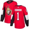 Pánské NHL Ottawa Senators dresy 1 Mike Condon Authentic Červené Adidas Domácí