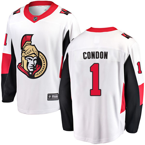 Pánské NHL Ottawa Senators dresy 1 Mike Condon Breakaway Bílý Fanatics Branded Venkovní