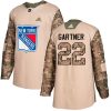 Pánské NHL New York Rangers dresy 22 Mike Gartner Authentic Camo Adidas Veterans Day Practice