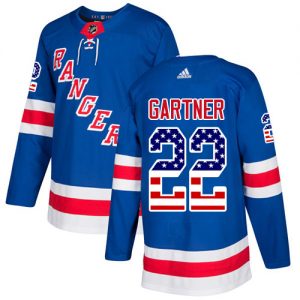 Pánské NHL New York Rangers dresy 22 Mike Gartner Authentic Kuninkaallisen modrá Adidas USA Flag Fashion