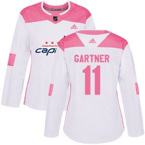 Dámské NHL Washington Capitals dresy 11 Mike Gartner Authentic Bílý Růžový Adidas Fashion