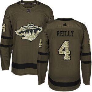 Pánské NHL Minnesota Wild dresy 4 Mike Reilly Authentic Zelená Adidas Salute to Service