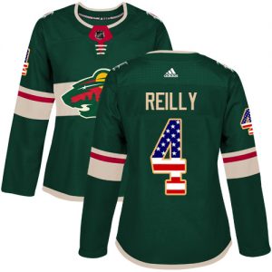 Dámské NHL Minnesota Wild dresy 4 Mike Reilly Authentic Zelená Adidas USA Flag Fashion