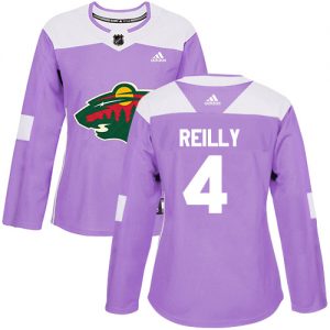 Dámské NHL Minnesota Wild dresy 4 Mike Reilly Authentic Nachový Adidas Fights Cancer Practice