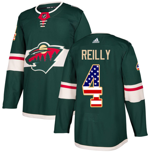 Dětské NHL Minnesota Wild dresy 4 Mike Reilly Authentic Zelená Adidas USA Flag Fashion