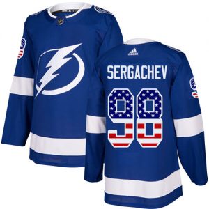 Pánské NHL Tampa Bay Lightning dresy 98 Mikhail Sergachev Authentic modrá Adidas USA Flag Fashion