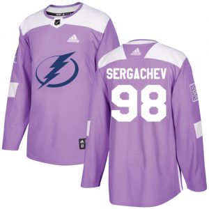 Pánské NHL Tampa Bay Lightning dresy 98 Mikhail Sergachev Authentic Nachový Adidas Fights Cancer Practice
