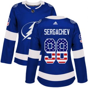Dámské NHL Tampa Bay Lightning dresy 98 Mikhail Sergachev Authentic modrá Adidas USA Flag Fashion
