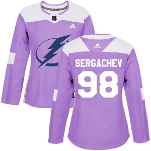 Dámské NHL Tampa Bay Lightning dresy 98 Mikhail Sergachev Authentic Nachový Adidas Fights Cancer Practice