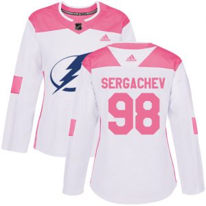 Dámské NHL Tampa Bay Lightning dresy 98 Mikhail Sergachev Authentic Bílý Růžový Adidas Fashion