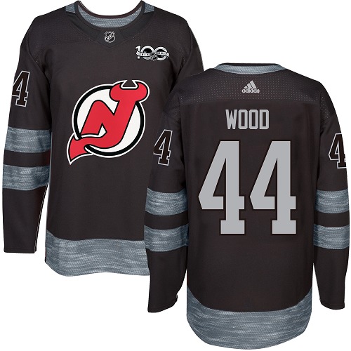 Pánské NHL New Jersey Devils dresy 44 Miles Wood Authentic Černá Adidas 1917 2017 100th Anniversary