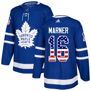 Pánské NHL Toronto Maple Leafs dresy 16 Mitchell Marner Authentic královská modrá Adidas USA Flag Fashion