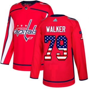 Pánské NHL Washington Capitals dresy 79 Nathan Walker Authentic Červené Adidas USA Flag Fashion