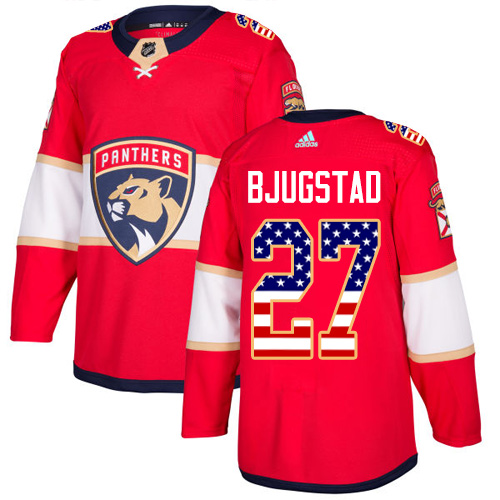Pánské NHL Florida Panthers dresy 27 Nick Bjugstad Authentic Červené Adidas USA Flag Fashion
