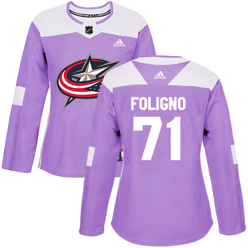 Dámské NHL Columbus Blue Jackets dresy 71 Nick Foligno Authentic Nachový Adidas Fights Cancer Practice