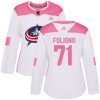 Dámské NHL Columbus Blue Jackets dresy 71 Nick Foligno Authentic Bílý Růžový Adidas Fashion