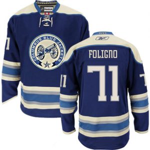 Dětské NHL Columbus Blue Jackets dresy 71 Nick Foligno Authentic Námořnická modrá Reebok Alternativní hokejové dresy