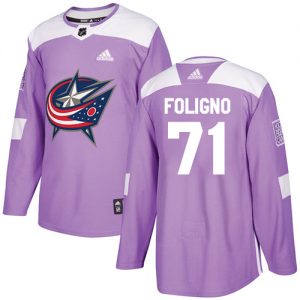 Dětské NHL Columbus Blue Jackets dresy 71 Nick Foligno Authentic Nachový Adidas Fights Cancer Practice