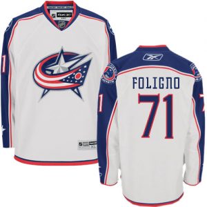 Dětské NHL Columbus Blue Jackets dresy 71 Nick Foligno Authentic Bílý Reebok Venkovní hokejové dresy