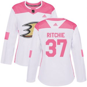 Dámské NHL Anaheim Ducks dresy 37 Nick Ritchie Authentic Bílý Růžový Adidas Fashion