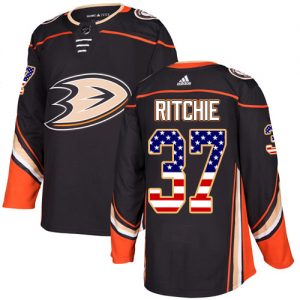 Dětské NHL Anaheim Ducks dresy 37 Nick Ritchie Authentic Černá Adidas USA Flag Fashion