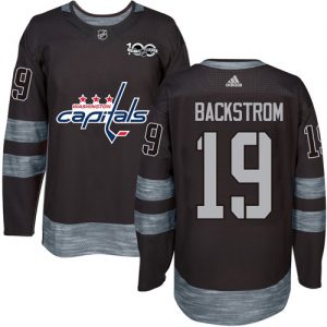 Pánské NHL Washington Capitals dresy 19 Nicklas Backstrom Authentic Černá Adidas 1917 2017 100th Anniversary
