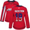 Dámské NHL Washington Capitals dresy 19 Nicklas Backstrom Authentic Červené Adidas USA Flag Fashion
