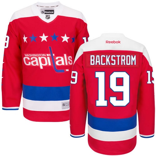 Dětské NHL Washington Capitals dresy 19 Nicklas Backstrom Authentic Červené Reebok Alternativní hokejové dresy