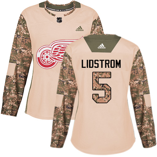 Dámské NHL Detroit Red Wings dresy 5 Nicklas Lidstrom Authentic Camo Adidas Veterans Day Practice