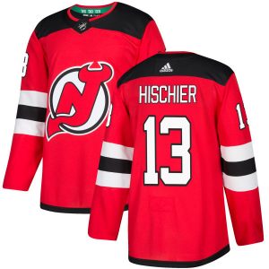 Pánské NHL New Jersey Devils dresy 13 Nico Hischier Authentic Červené Adidas Domácí