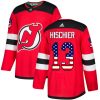 Pánské NHL New Jersey Devils dresy 13 Nico Hischier Authentic Červené Adidas USA Flag Fashion