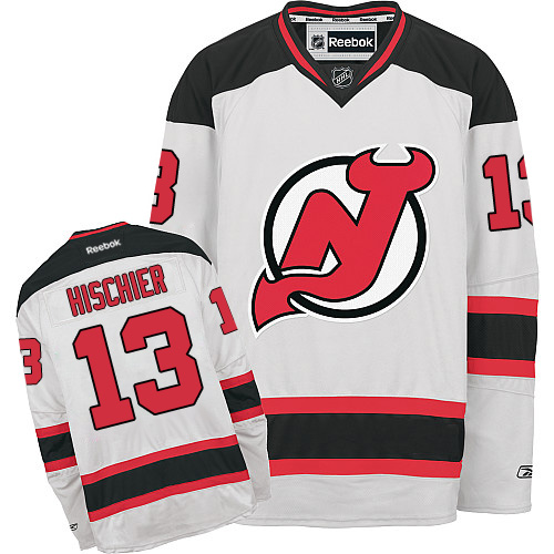 Pánské NHL New Jersey Devils dresy 13 Nico Hischier Authentic Bílý Reebok Venkovní hokejové dresy