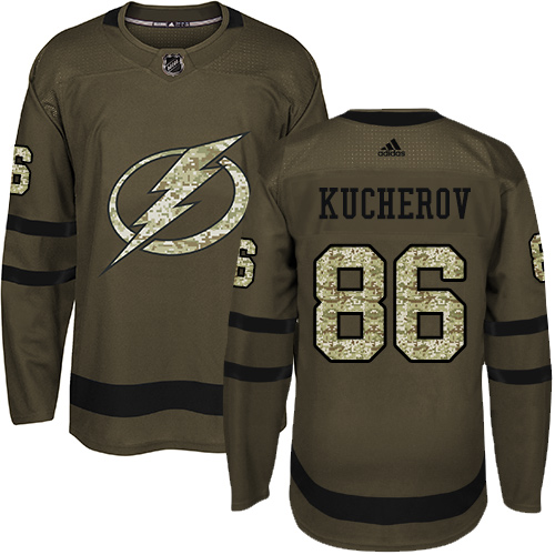 Pánské NHL Tampa Bay Lightning dresy 86 Nikita Kucherov Authentic Zelená Adidas Salute to Service