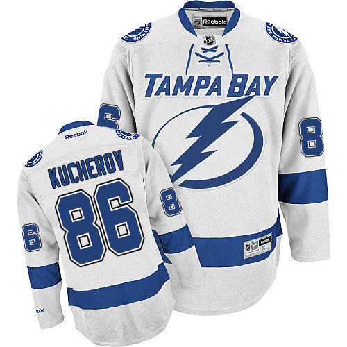 Pánské NHL Tampa Bay Lightning dresy 86 Nikita Kucherov Authentic Bílý Reebok Venkovní hokejové dresy