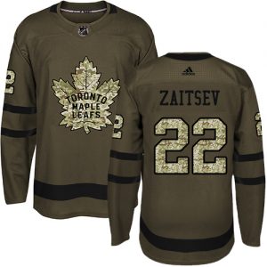 Pánské NHL Toronto Maple Leafs dresy 22 Nikita Zaitsev Authentic Zelená Adidas Salute to Service