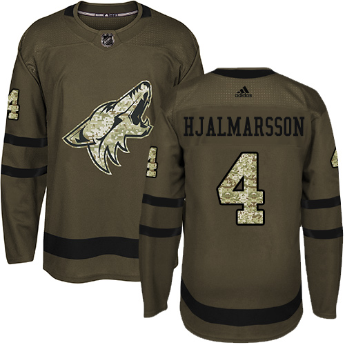 Dětské NHL Arizona Coyotes dresy 4 Niklas Hjalmarsson Authentic Zelená Adidas Salute to Service