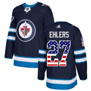 Pánské NHL Winnipeg Jets dresy 27 Nikolaj Ehlers Authentic Námořnická modrá Adidas USA Flag Fashion