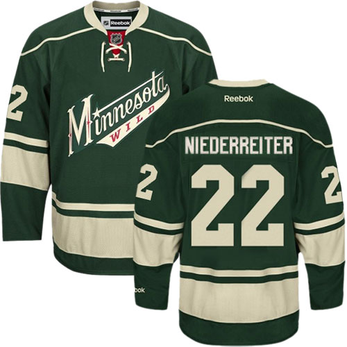 Pánské NHL Minnesota Wild dresy 22 Nino Niederreiter Authentic Zelená Reebok Alternativní hokejové dresy
