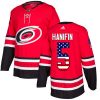 Pánské NHL Carolina Hurricanes dresy 5 Noah Hanifin Authentic Červené Adidas USA Flag Fashion