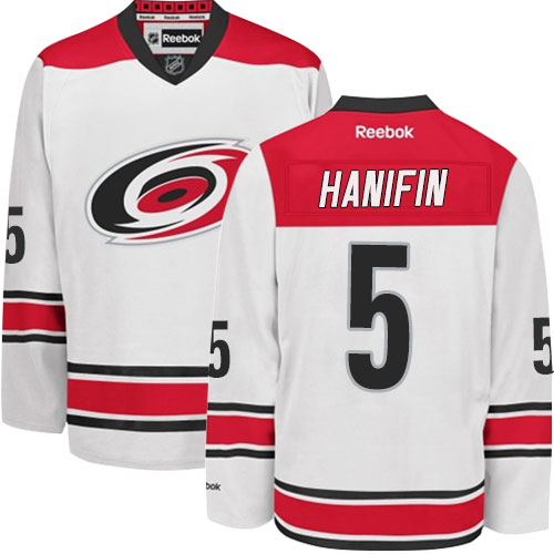Pánské NHL Carolina Hurricanes dresy 5 Noah Hanifin Authentic Bílý Reebok Venkovní hokejové dresy