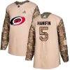 Dětské NHL Carolina Hurricanes dresy 5 Noah Hanifin Authentic Camo Adidas Veterans Day Practice