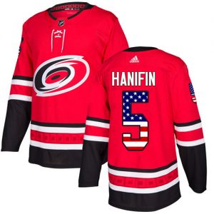 Dětské NHL Carolina Hurricanes dresy 5 Noah Hanifin Authentic Červené Adidas USA Flag Fashion