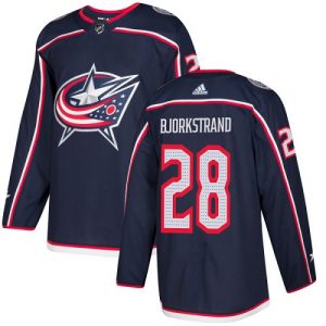 Pánské NHL Columbus Blue Jackets dresy 28 Oliver Bjorkstrand Authentic Námořnická modrá Adidas Domácí