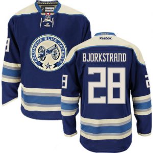 Pánské NHL Columbus Blue Jackets dresy 28 Oliver Bjorkstrand Authentic Námořnická modrá Reebok Alternativní hokejové dresy