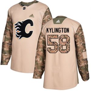 Pánské NHL Calgary Flames dresy 58 Oliver Kylington Authentic Camo Adidas Veterans Day Practice