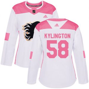 Dámské NHL Calgary Flames dresy 58 Oliver Kylington Authentic Bílý Růžový Adidas Fashion