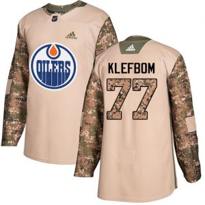Pánské NHL Edmonton Oilers dresy 77 Oscar Klefbom Authentic Camo Adidas Veterans Day Practice