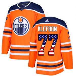 Pánské NHL Edmonton Oilers dresy 77 Oscar Klefbom Authentic Oranžový Adidas USA Flag Fashion