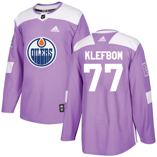 Pánské NHL Edmonton Oilers dresy 77 Oscar Klefbom Authentic Nachový Adidas Fights Cancer Practice